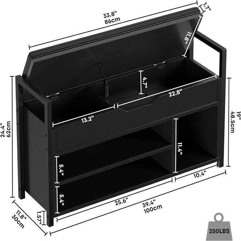 Shoe Storage Bench 35.4" W x 11.8" D x 24.4" H