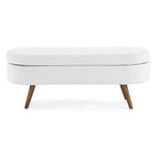 Oval Storage Bench with Wood Legs