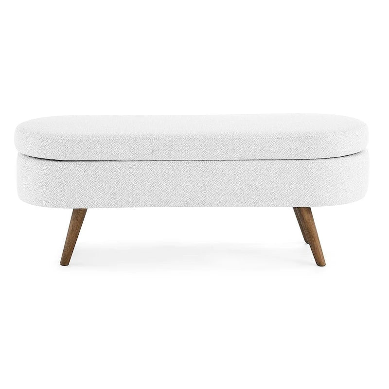 Oval Storage Bench with Wood Legs