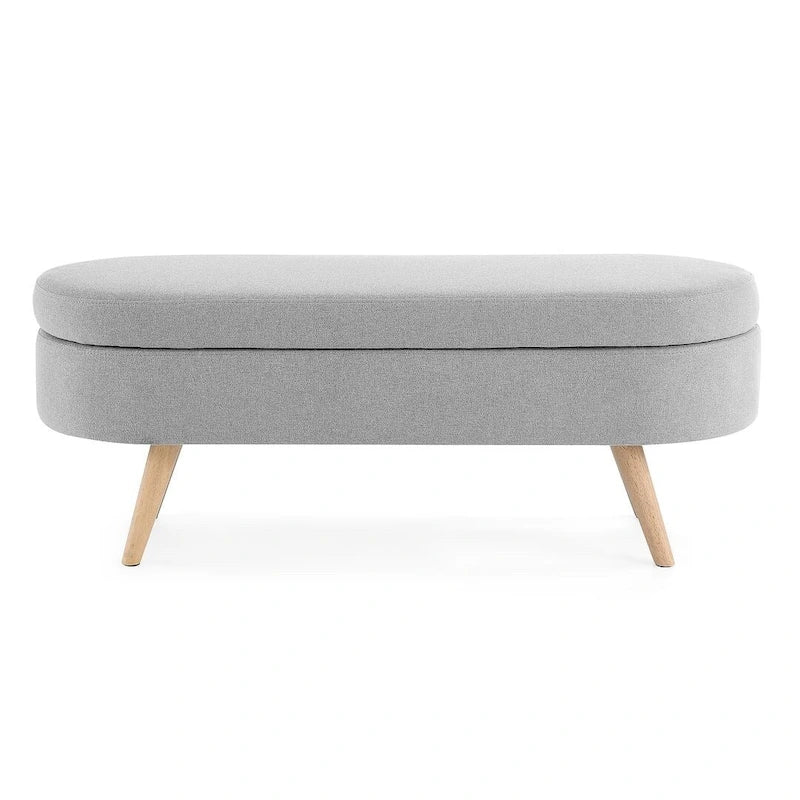 Oval Storage Bench with Wood Legs
