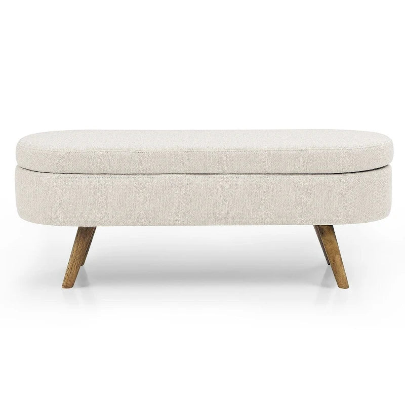 Oval Storage Bench with Wood Legs