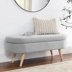 Oval Storage Bench with Wood Legs