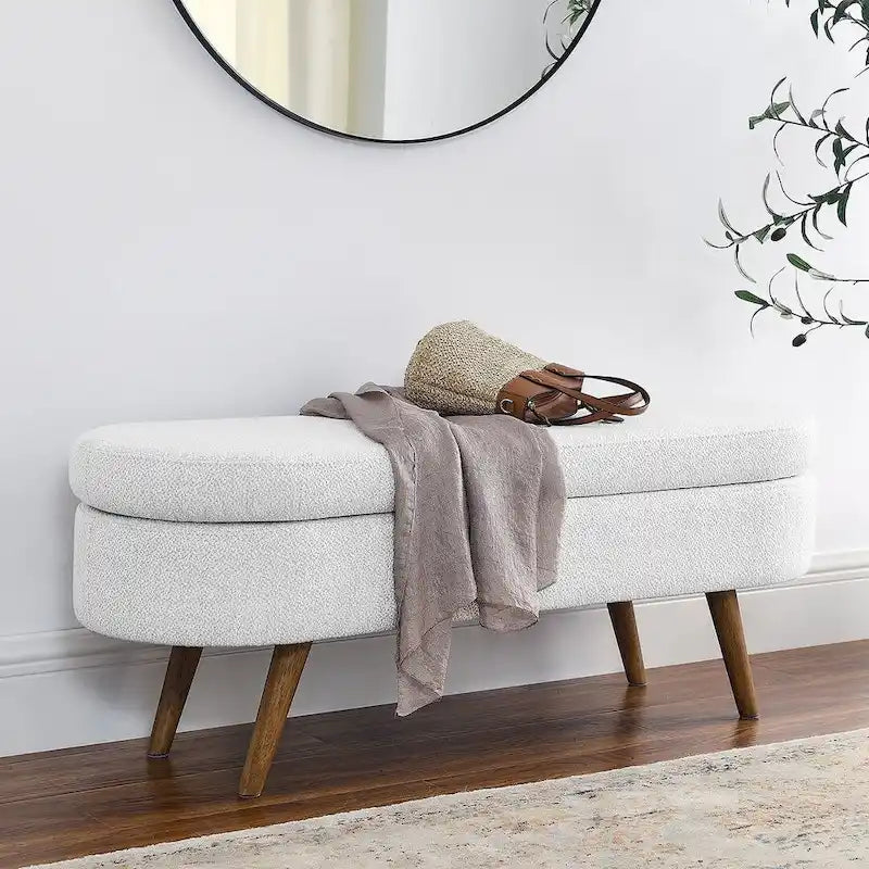 Oval Storage Bench with Wood Legs