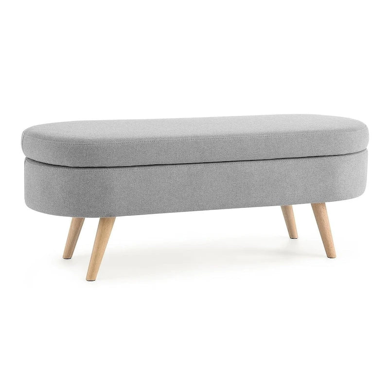 Oval Storage Bench with Wood Legs