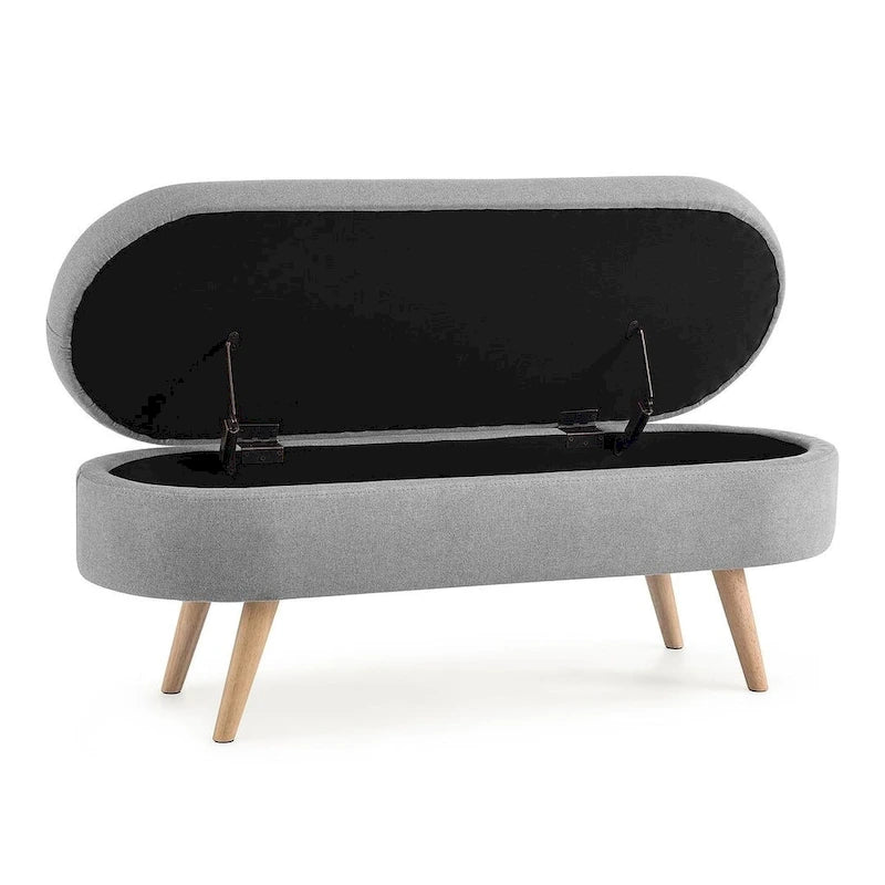 Oval Storage Bench with Wood Legs