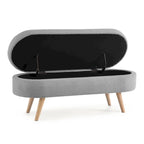 Oval Storage Bench with Wood Legs
