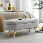 Oval Storage Bench with Wood Legs