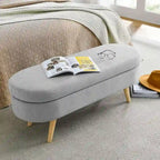Oval Storage Bench with Wood Legs