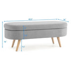 Oval Storage Bench with Wood Legs