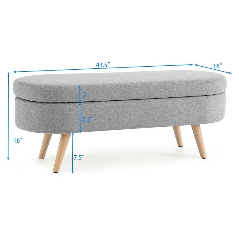 Oval Storage Bench with Wood Legs