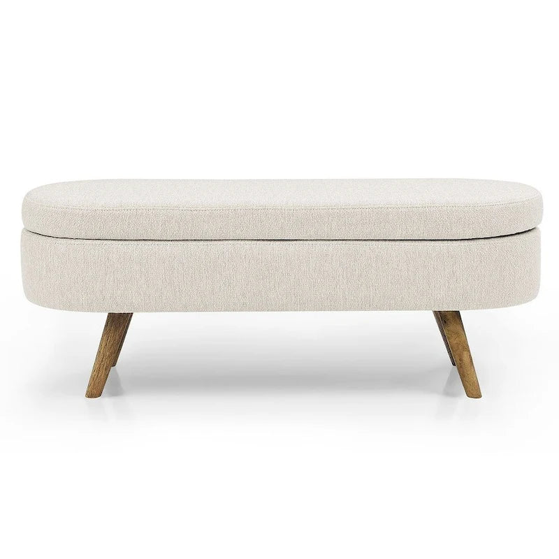 Oval Storage Bench with Wood Legs