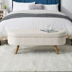 Oval Storage Bench with Wood Legs