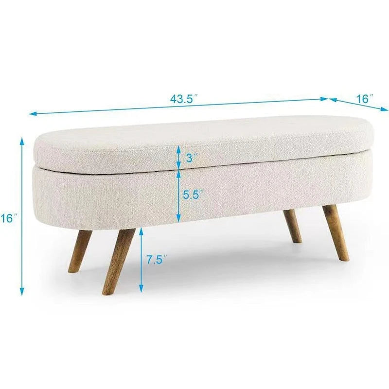 Oval Storage Bench with Wood Legs