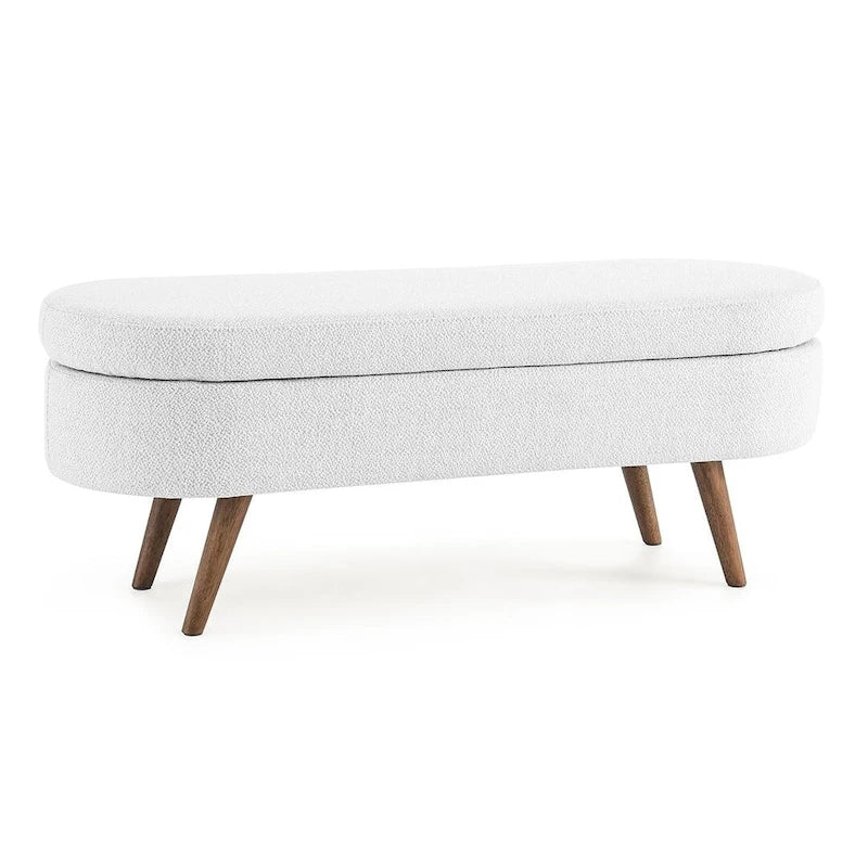 Oval Storage Bench with Wood Legs