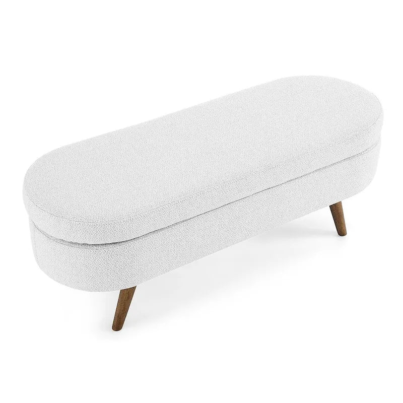 Oval Storage Bench with Wood Legs