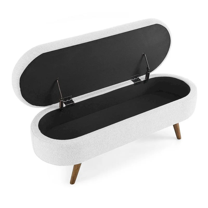 Oval Storage Bench with Wood Legs