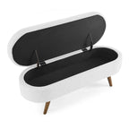 Oval Storage Bench with Wood Legs