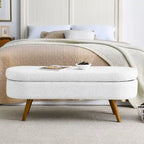Oval Storage Bench with Wood Legs