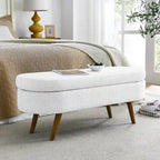 Oval Storage Bench with Wood Legs
