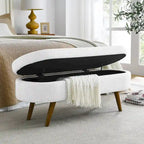 Oval Storage Bench with Wood Legs