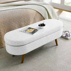 Oval Storage Bench with Wood Legs