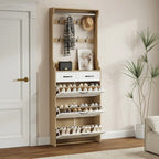 Shoe Cabinet with 3 Flip-Down Doors and 2 Drawers