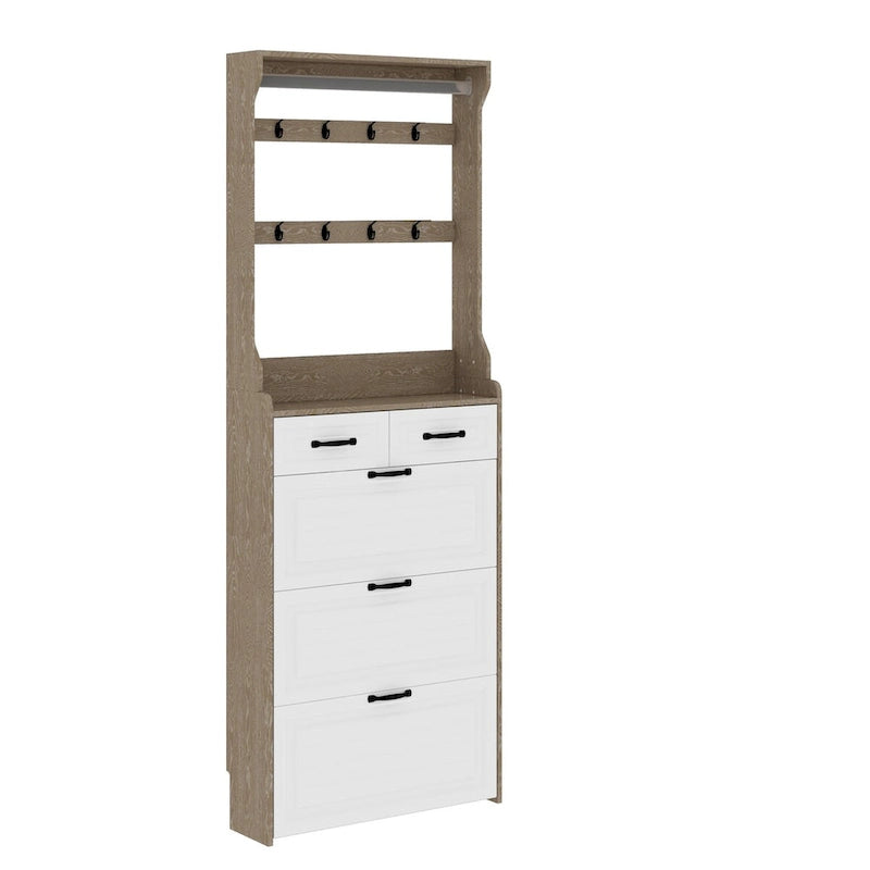 Shoe Cabinet with 3 Flip-Down Doors and 2 Drawers