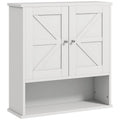 Wall-Mounted Bathroom Cabinet with Open Shelf and Adjustable Shelf, White