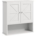 Wall-Mounted Bathroom Cabinet with Open Shelf and Adjustable Shelf, White