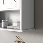 Wall-Mounted Bathroom Cabinet with Open Shelf and Adjustable Shelf, White