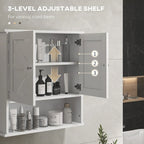 Wall-Mounted Bathroom Cabinet with Open Shelf and Adjustable Shelf, White