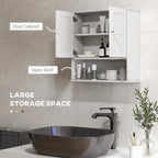 Wall-Mounted Bathroom Cabinet with Open Shelf and Adjustable Shelf, White