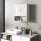 Wall-Mounted Bathroom Cabinet with Open Shelf and Adjustable Shelf, White