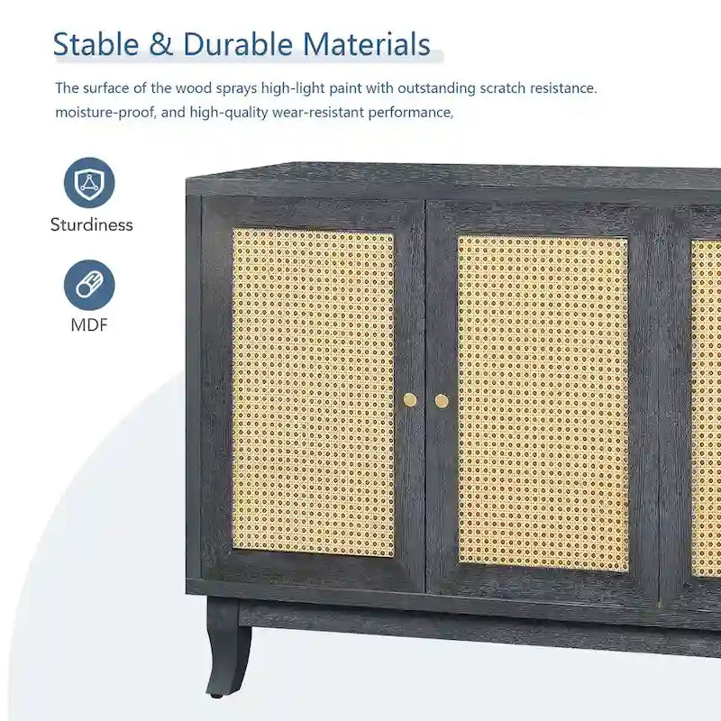 Rattan Sideboard Cabinet with 4 Doors