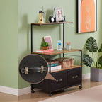 2-Drawer Lateral File Cabinet with Open Storage Shelf and Wheels