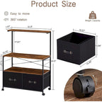 2-Drawer Lateral File Cabinet with Open Storage Shelf and Wheels