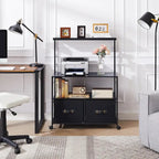 2-Drawer Lateral File Cabinet with Open Storage Shelf and Wheels