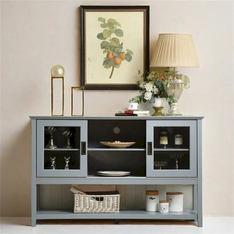 55-Inch Sideboard Buffet Cabinet with Tempered Glass Doors