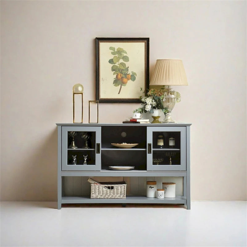 55-Inch Sideboard Buffet Cabinet with Tempered Glass Doors