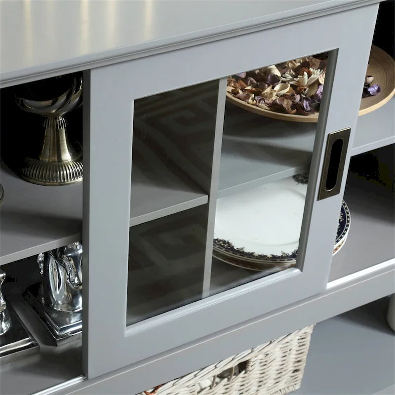 55-Inch Sideboard Buffet Cabinet with Tempered Glass Doors