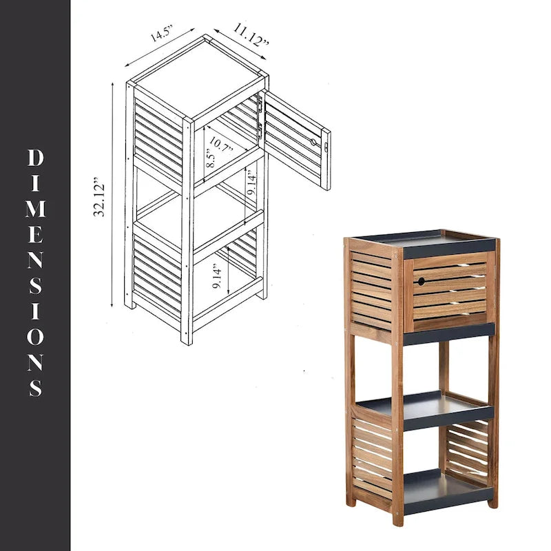 Badezimmer-Bodenschrank mit offenen Fächern - 14.5"L x 11.75"W x 32.75"H