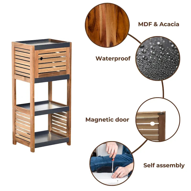 Badezimmer-Bodenschrank mit offenen Fächern - 14.5"L x 11.75"W x 32.75"H