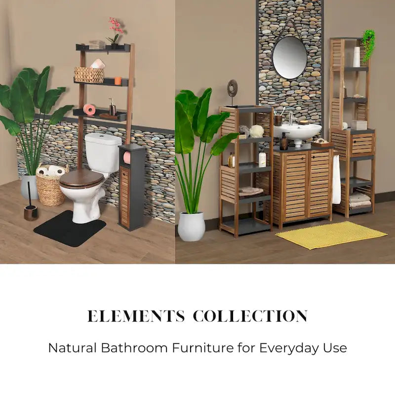 Badezimmer-Bodenschrank mit offenen Fächern - 14.5"L x 11.75"W x 32.75"H