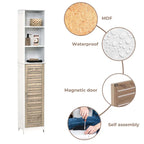 Hoher Badezimmerschrank mit offenen Regalen und geschlossenem Stauraum - 13.14"L x 10.4"W x 68"H