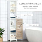 Hoher Badezimmerschrank mit offenen Regalen und geschlossenem Stauraum - 13.14"L x 10.4"W x 68"H