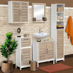 Hoher Badezimmerschrank mit offenen Regalen und geschlossenem Stauraum - 13.14"L x 10.4"W x 68"H