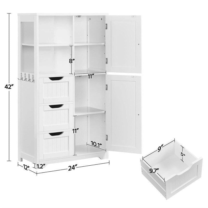 Bathroom Floor Cabinet - 12" D x 24" W x 42" H