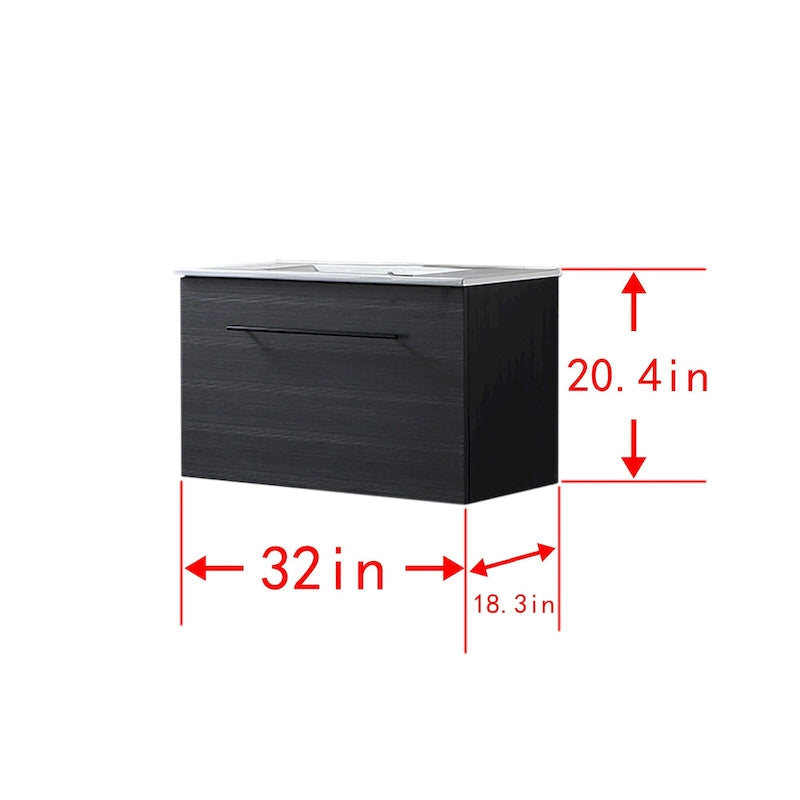32-Inch Bathroom Vanity Cabinet with Ceramic Sink
