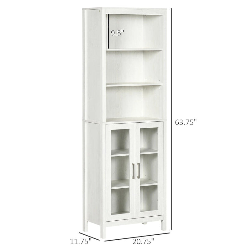 Tall Bathroom Storage Cabinet with 3-Tier Open Shelves and Freestanding Linen Tower