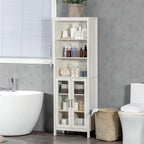 Tall Bathroom Storage Cabinet with 3-Tier Open Shelves and Freestanding Linen Tower